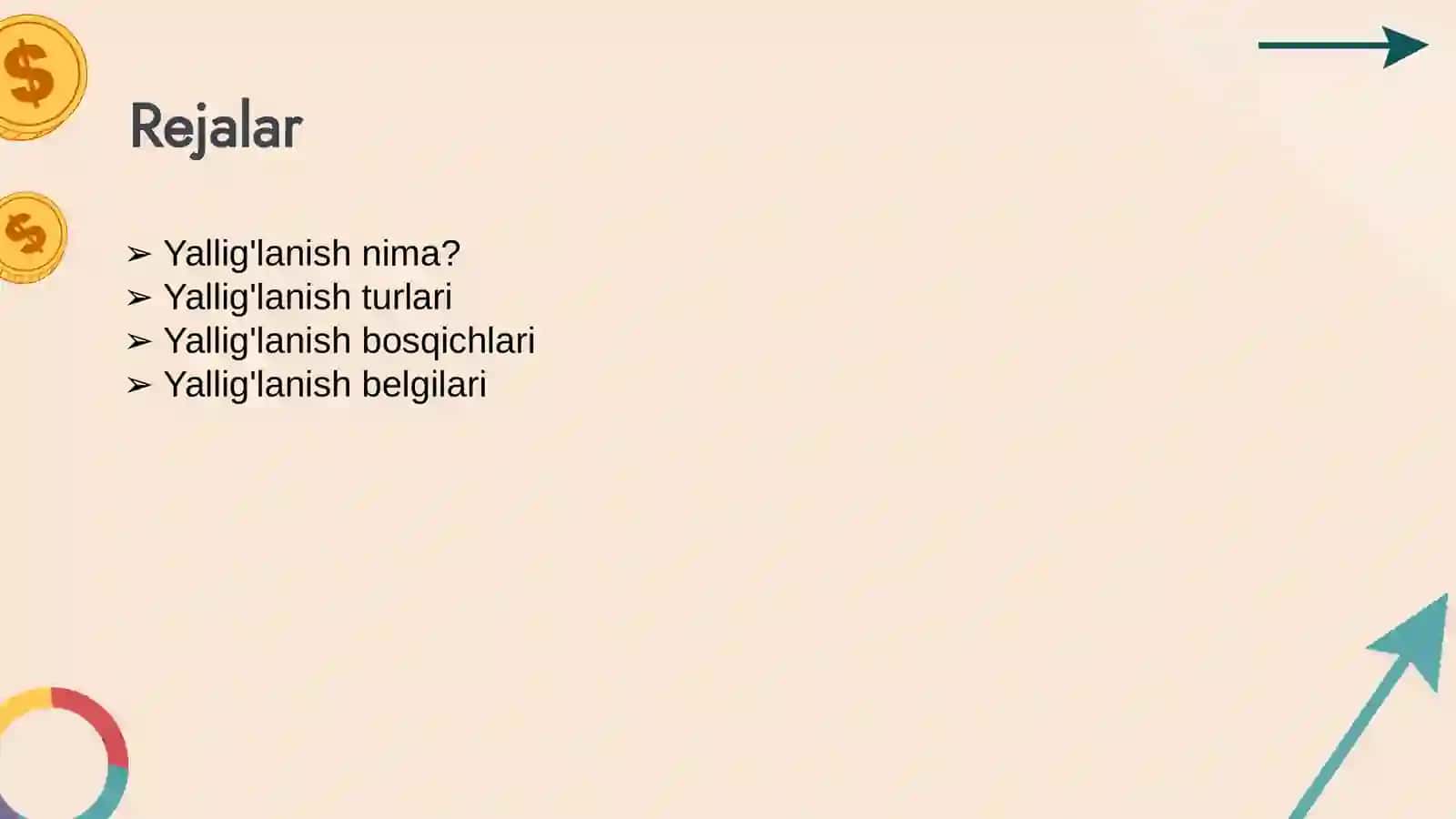 YALLIG'LANISH BOSQICHLARI, BELGILARI 2