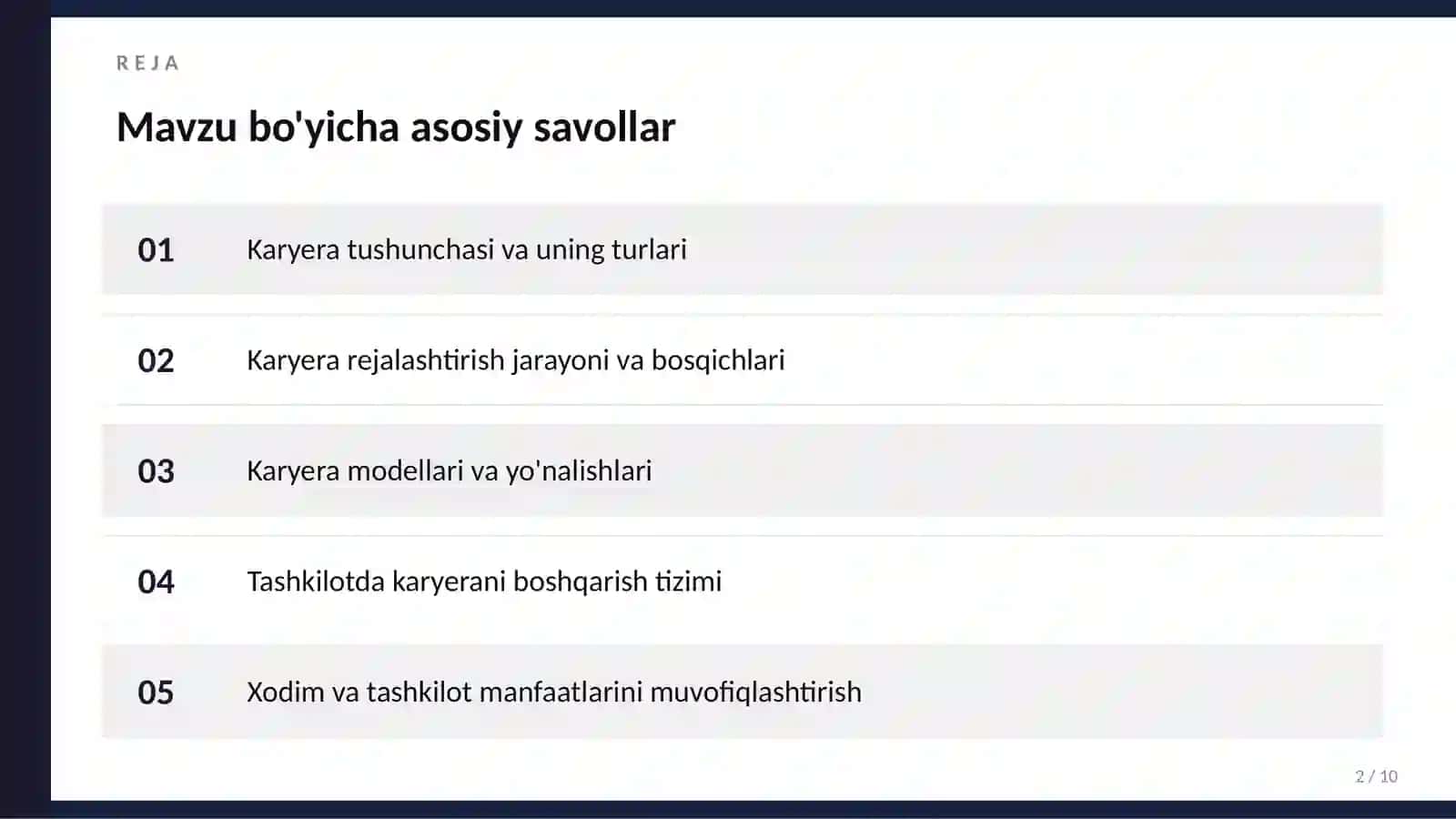 Karyera rejalashtirish va boshqarish 2