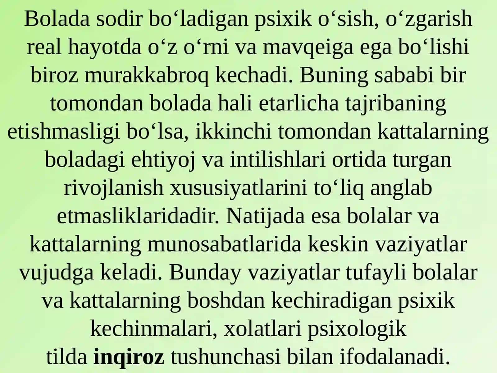 Yosh davrlarni tabaqalash va yosh inqirozlari 2