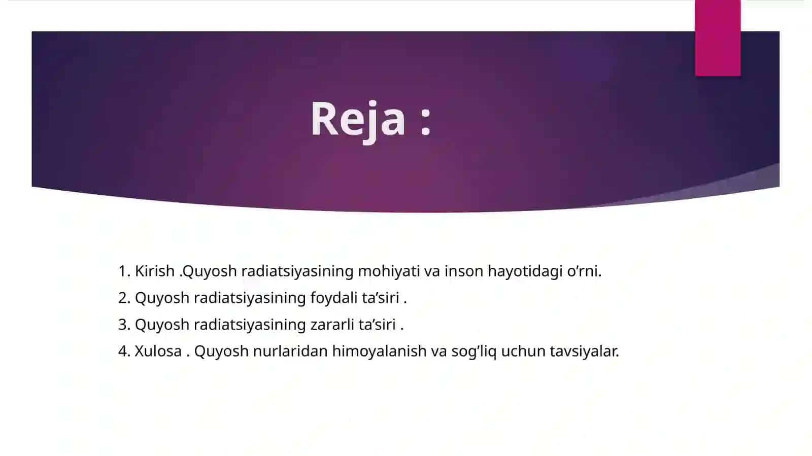 Quyosh radiatsiyasininggigiyenikahamiyati 2