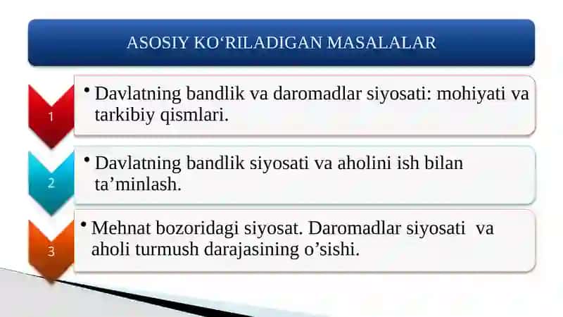 Bandlik va daromad siyosati 2