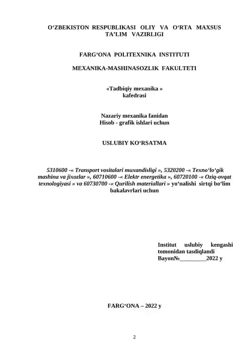Tadbiqiy mexanika 2