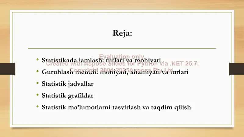 Statistik ma’lumotlarni tasvirlash metodlari 2