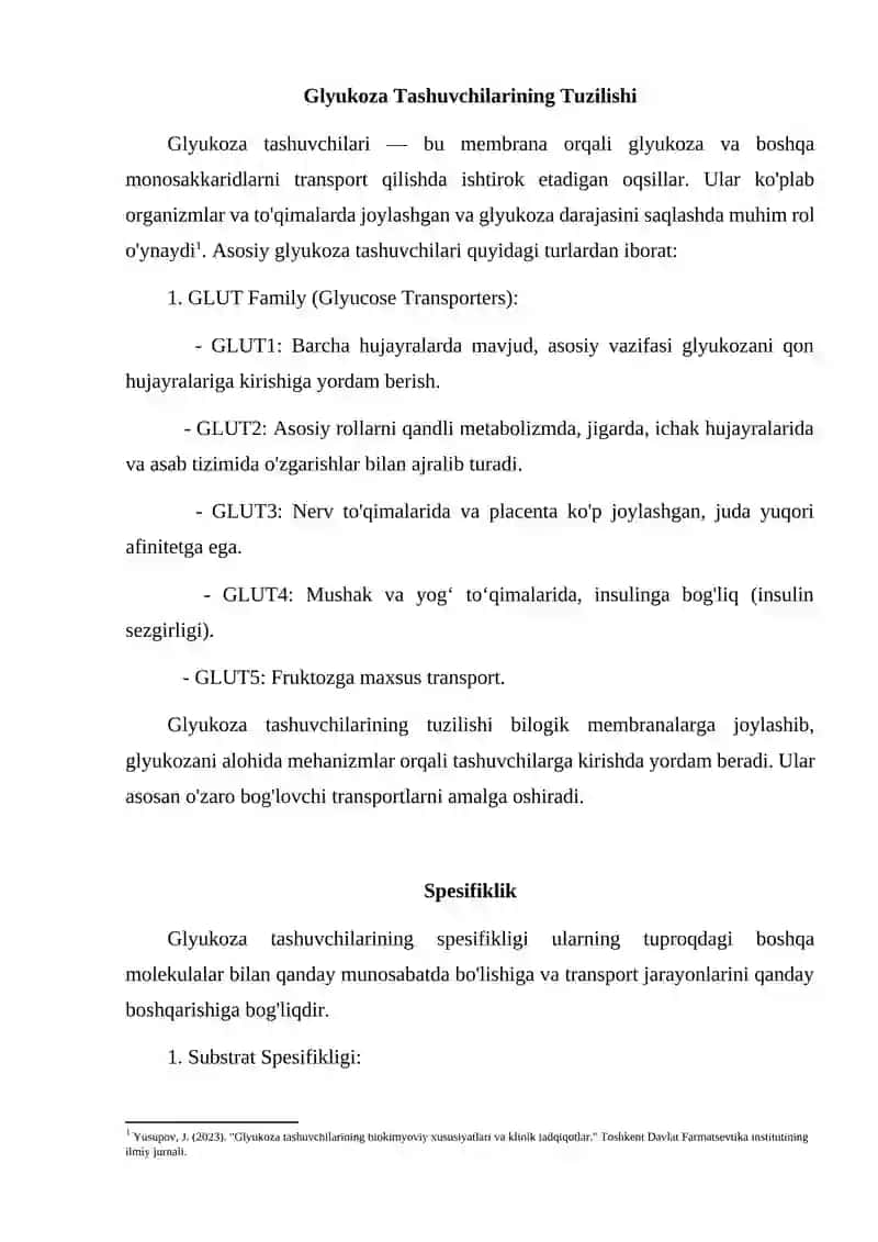 Glyukoza tashuvchilari 2