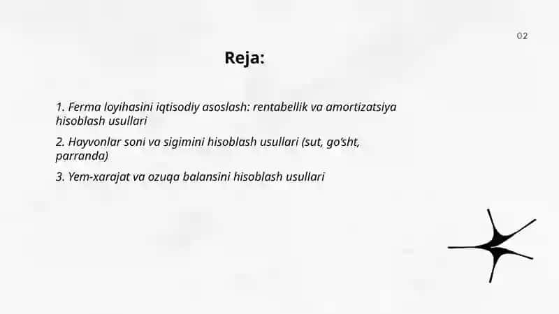 Fermalarni hisoblash usullari 2