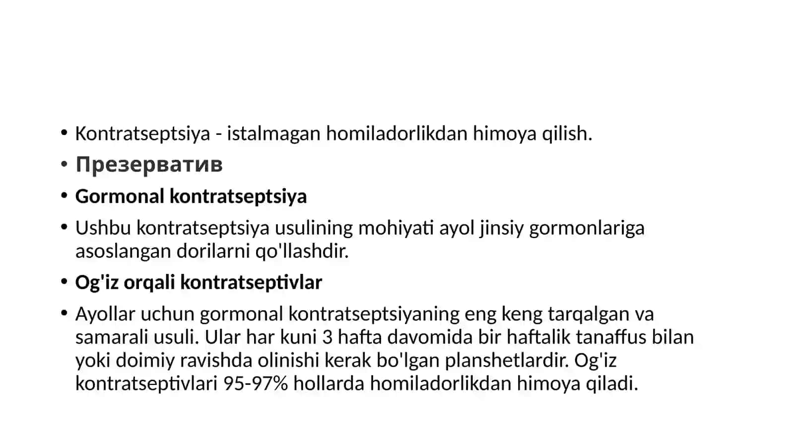 Kontratseptsiya usullarini qo‘llash 2