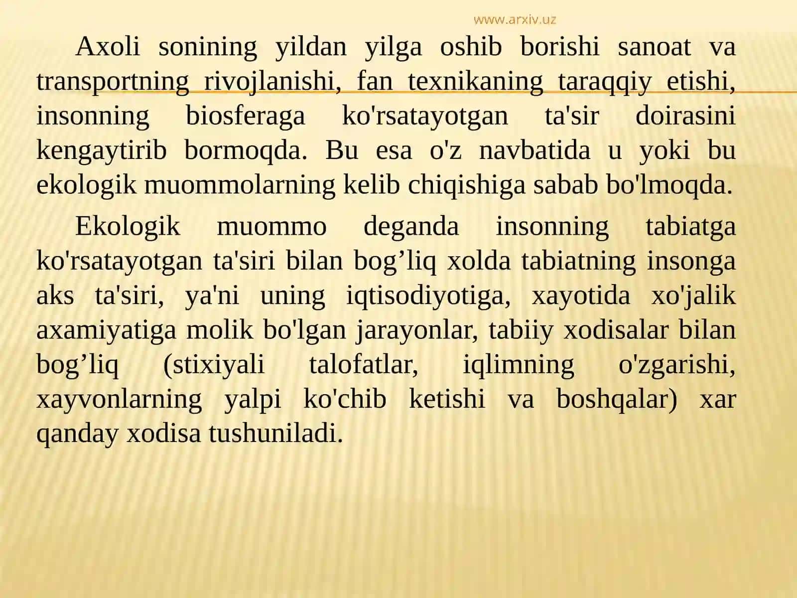 Ekologik muammolar guruhi 2