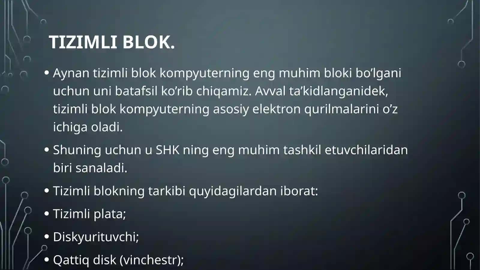 TIZIMLI BLOK HAQIDA TAQDIMOT 2