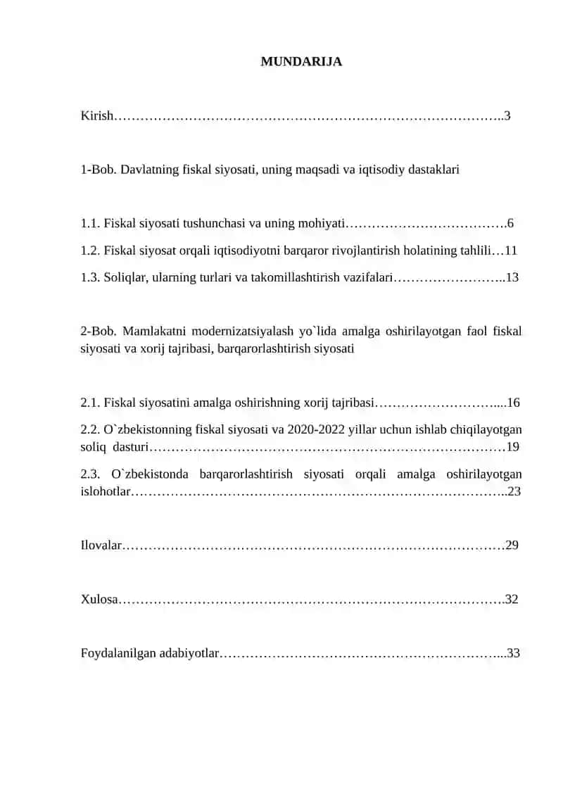 Fiskal siyosatining mohiyati, maqsadlari, vositalari. Barqarorlashtirish siyosati 2