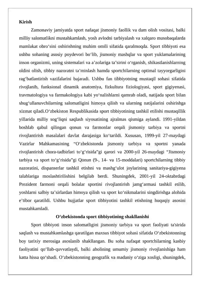O‘zbekistonda sport tibbiyotini tashkil etish asoslari 2