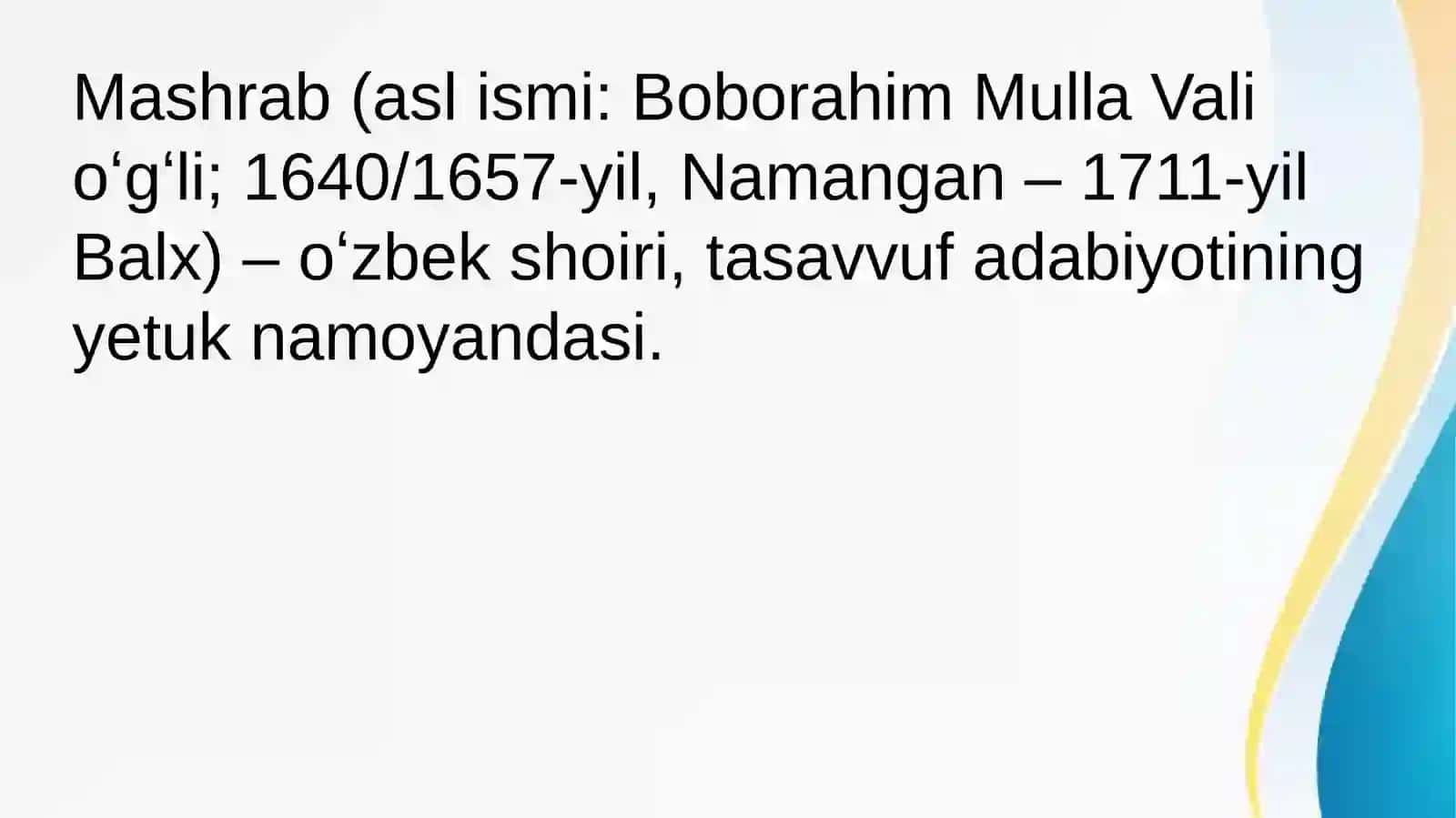 Boborahim Mashrabning hayoti va ijodi 2