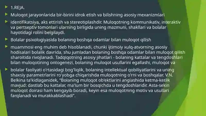 Ilkbolalik davrida muloqotning shakillanishi 2