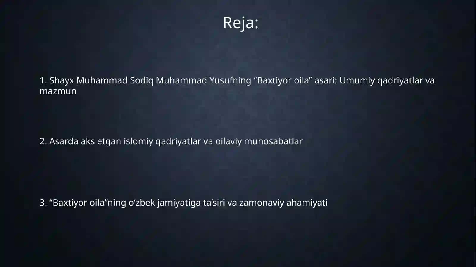 Shayx Muhammad Sodiq Muhammad Yusufning Baxtiyor oila asarida islom qadriyatlarining talqini 2