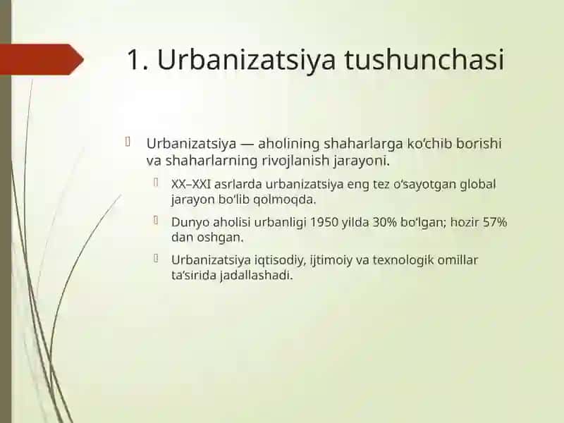 Urbanizatsiya tushunchasi 2