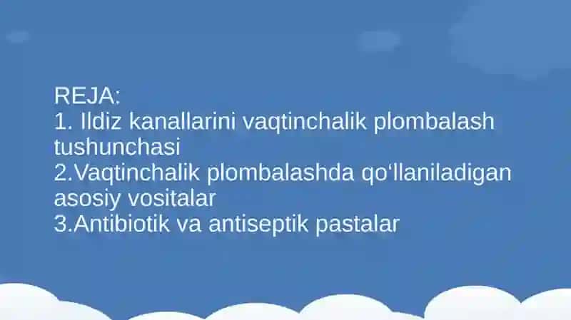 İldiz kanallarını vaqtinchalik plombalash tushunchasi 2