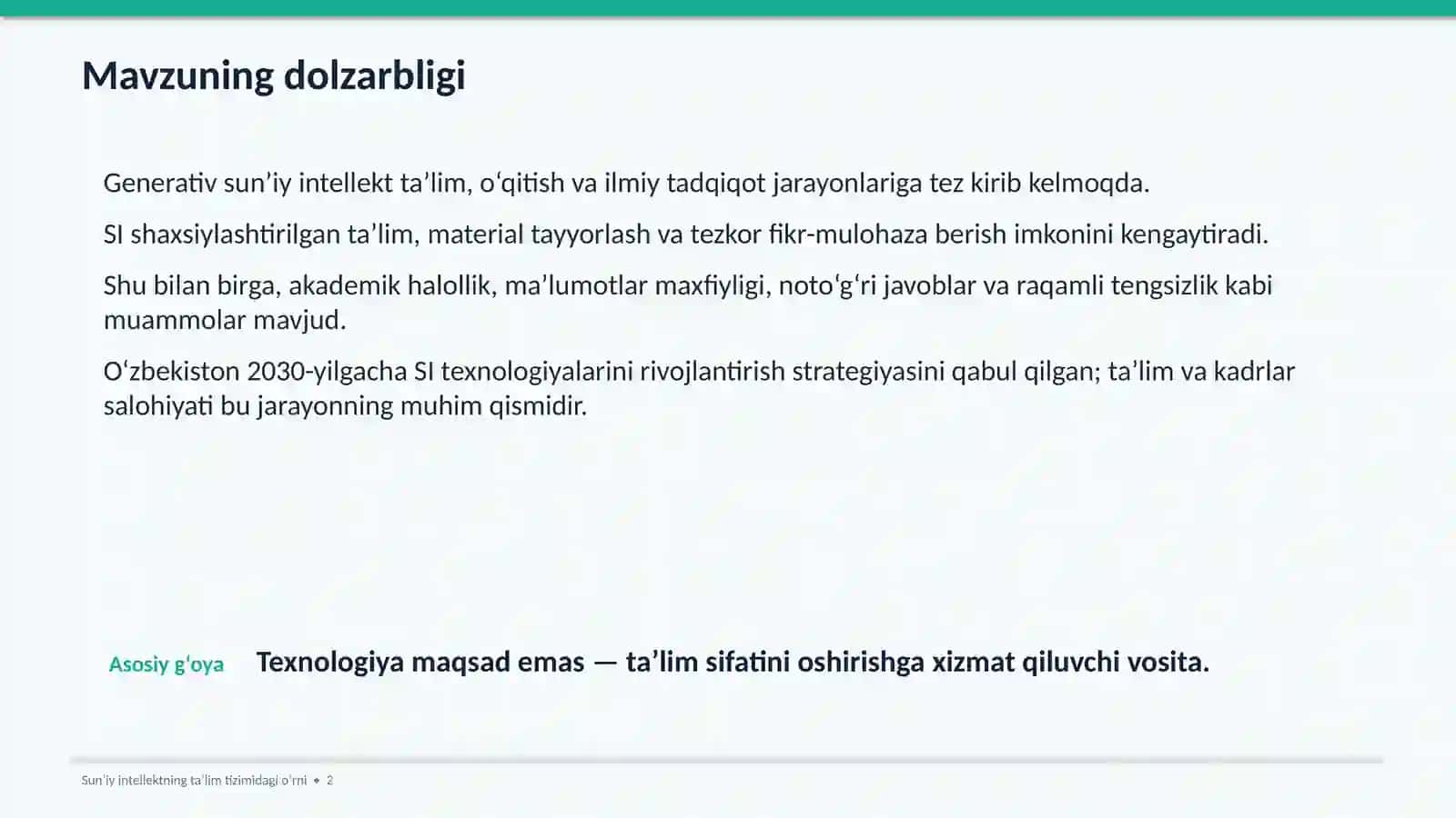 SUN’IY INTELLEKTNING TA’LIM TIZIMIDAGI O‘RNI 2