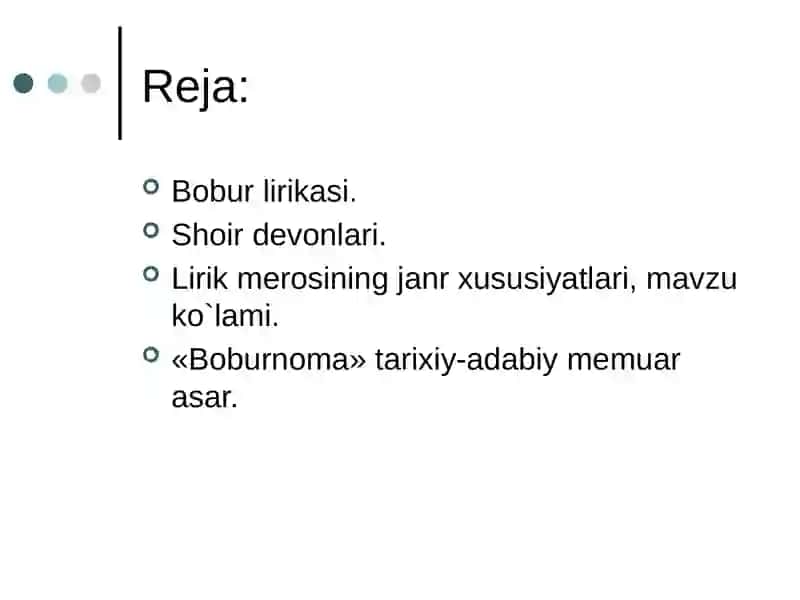 Zahriddin Muhammad Boburning hayoti va ijodi faoliyati 2