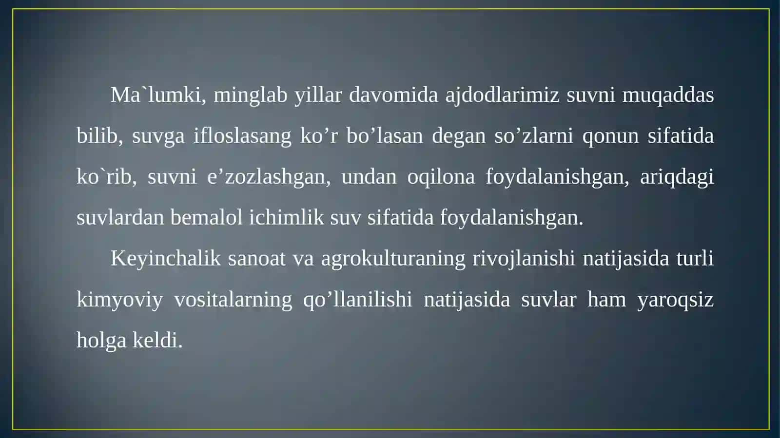 Oqova suv tarkibidagi ifloslanishni aniqlash 2