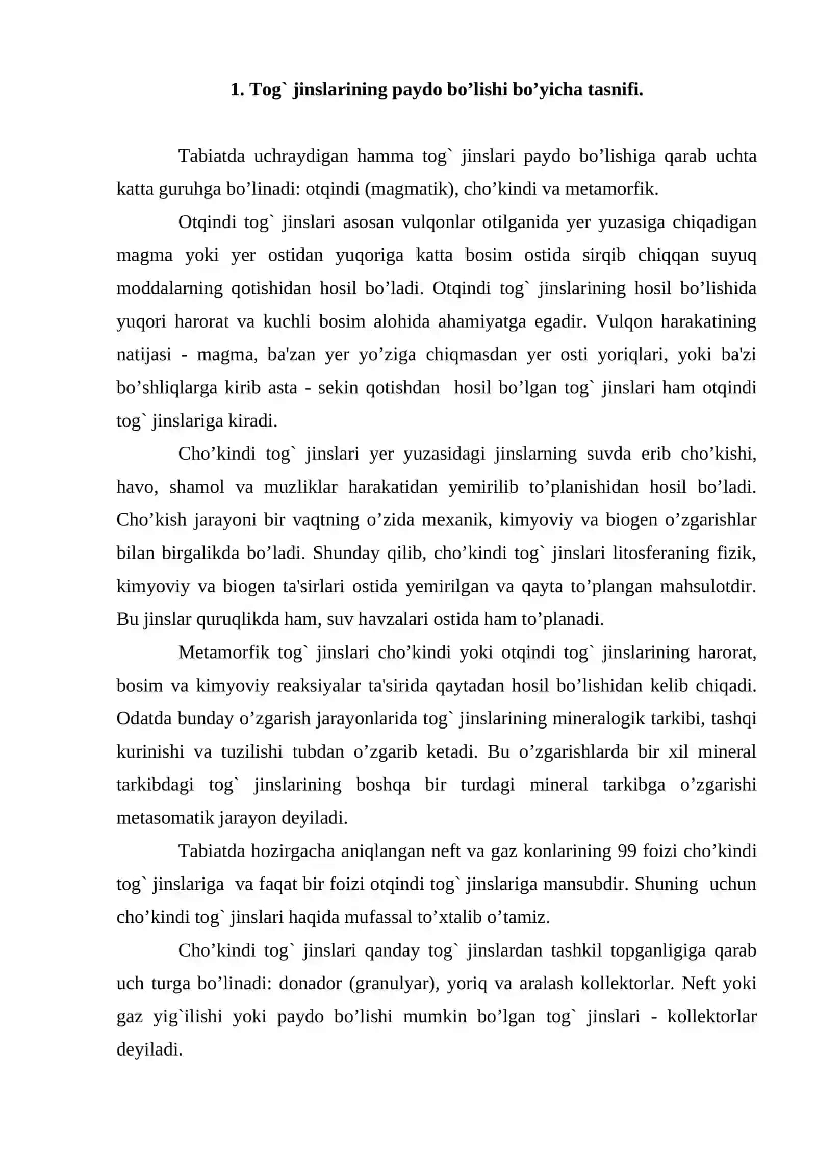 Tog` jinslarining xossalari 2