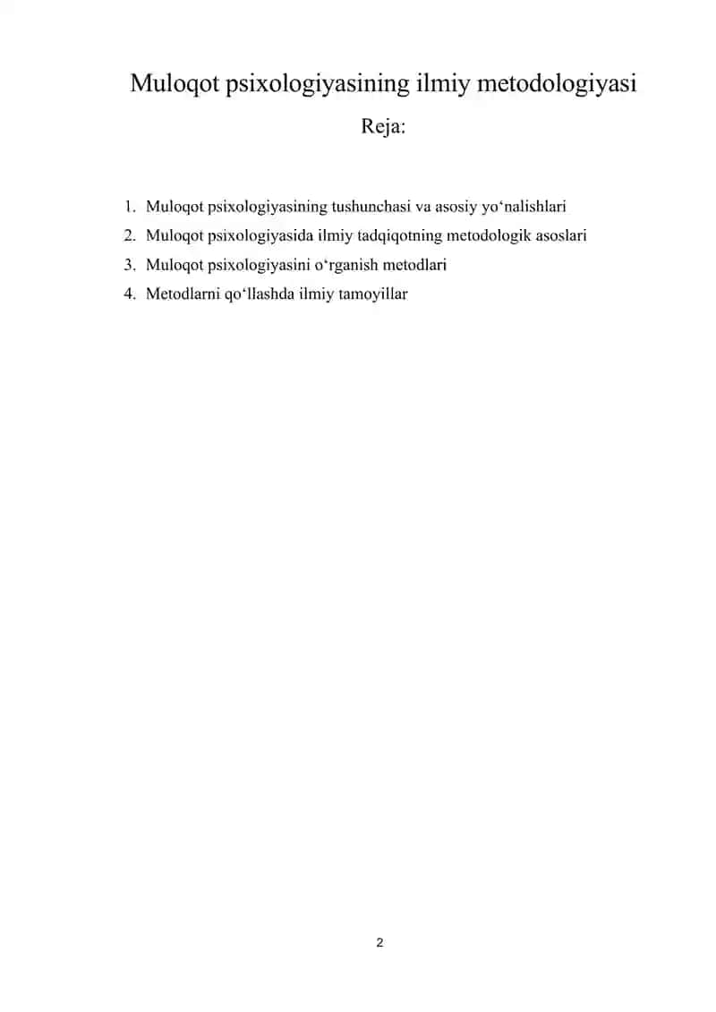 Muloqot psixologiyasining ilmiy metodologiyasi 2