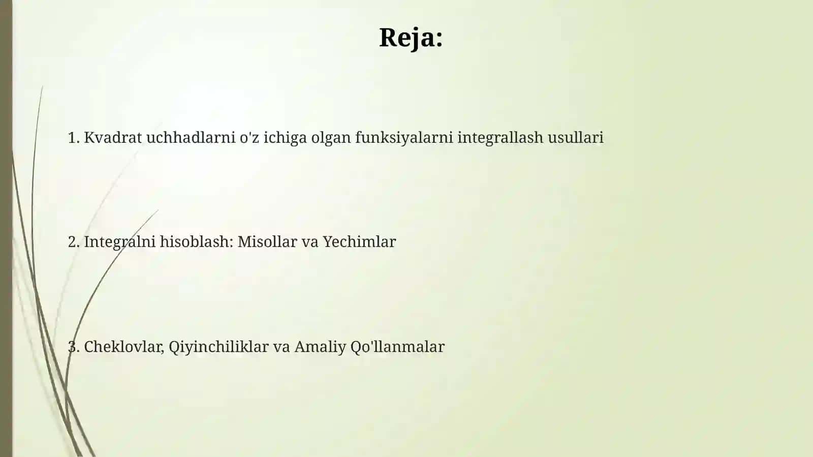 Kvadrat uch hadni oʻz ichiga olgan funksiyalarning integrali 2