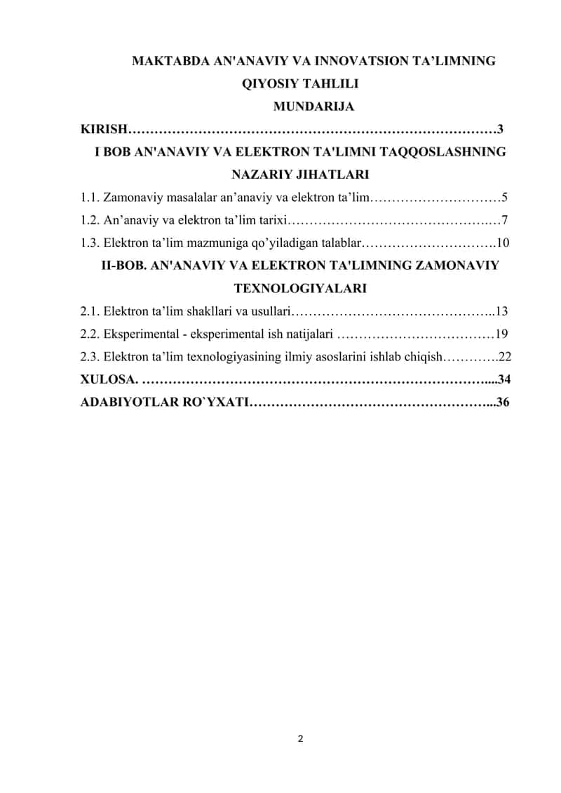 MAKTABDA AN'ANAVIY VA INNOVATSION TA’LIMNING QIYOSIY TAHLILI 2