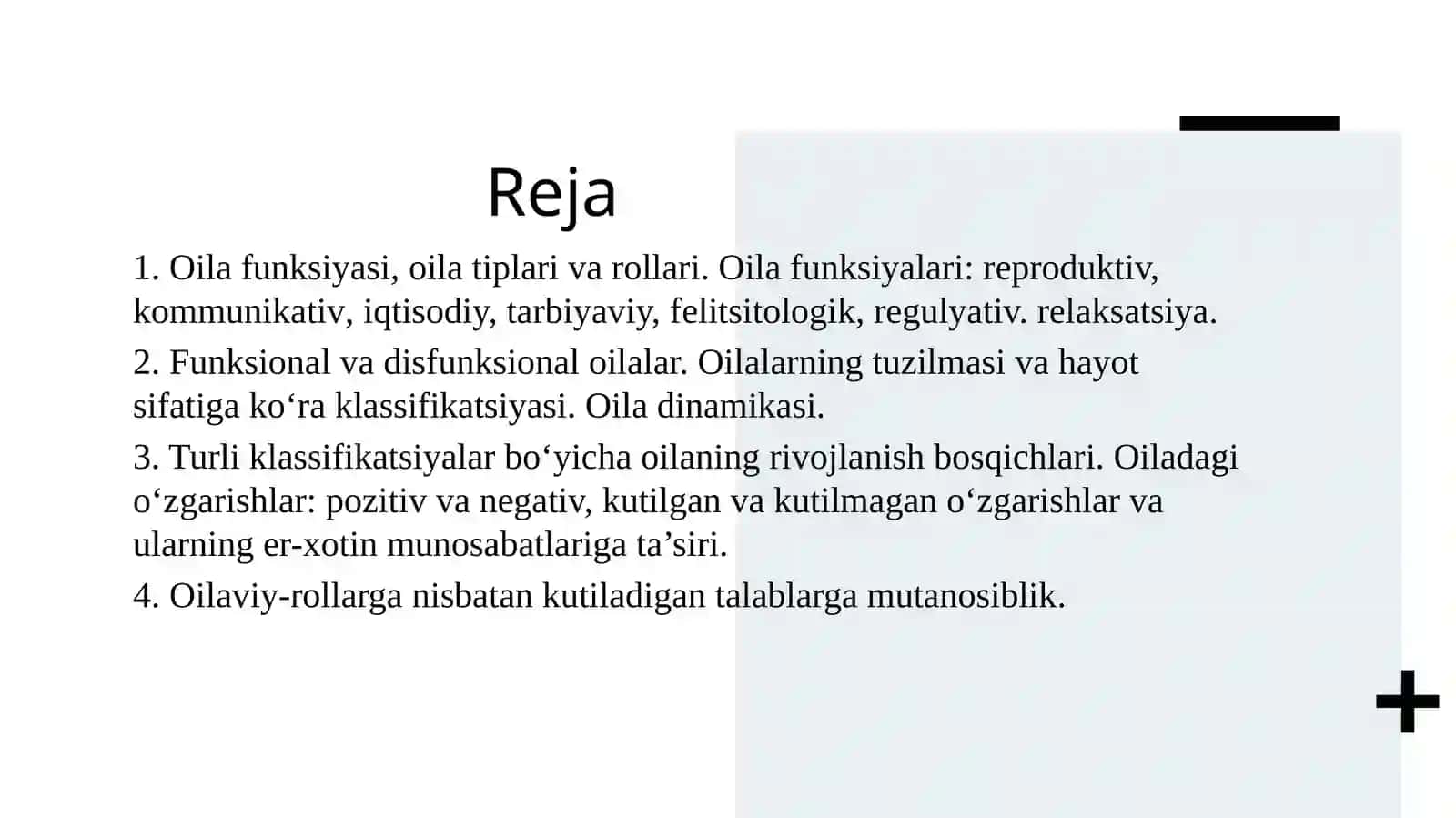Oila funksiyasi, oila tiplari va rollari 2