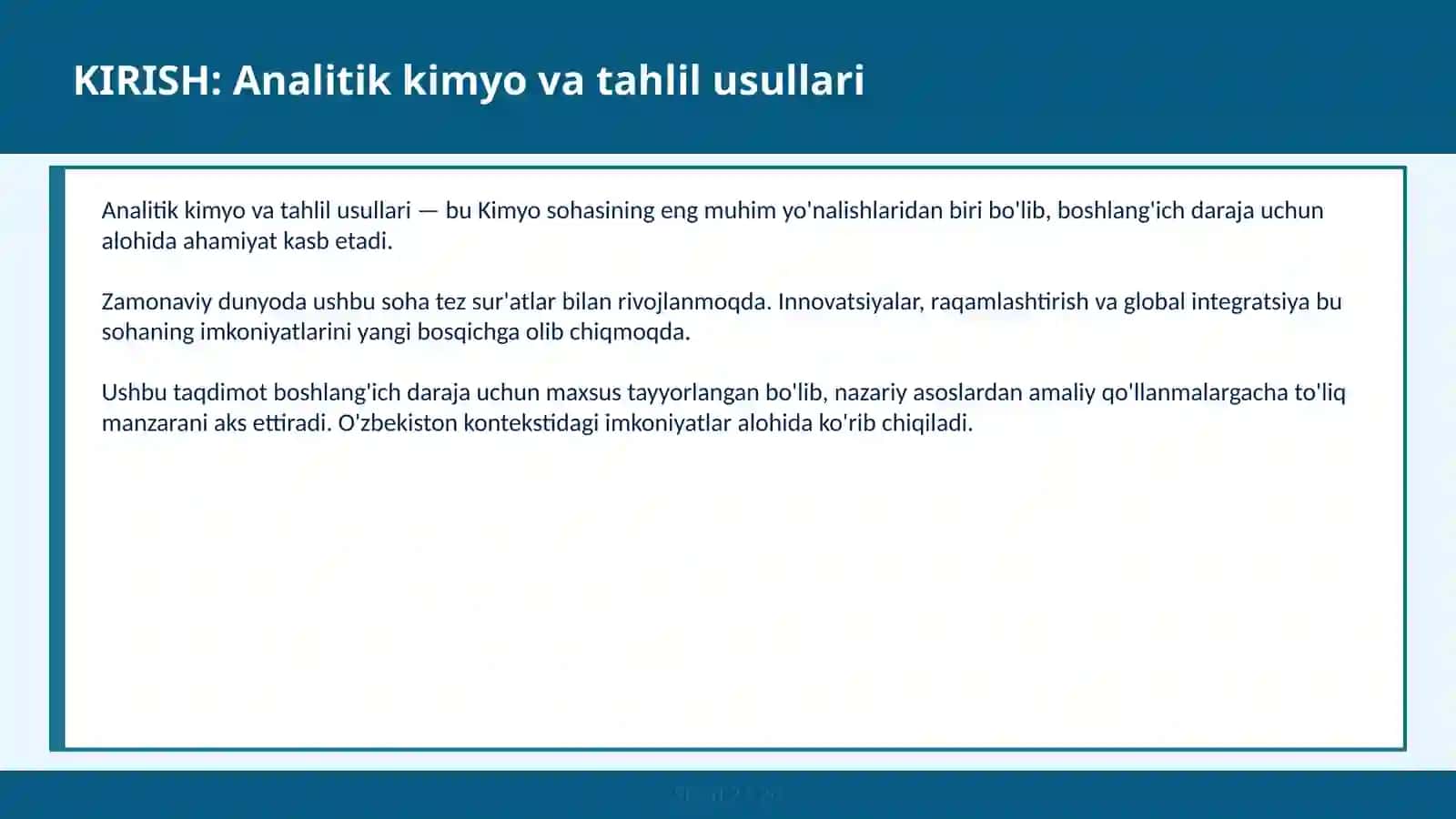 ANALITIK KIMYO VA TAHLIL USULLARI 2