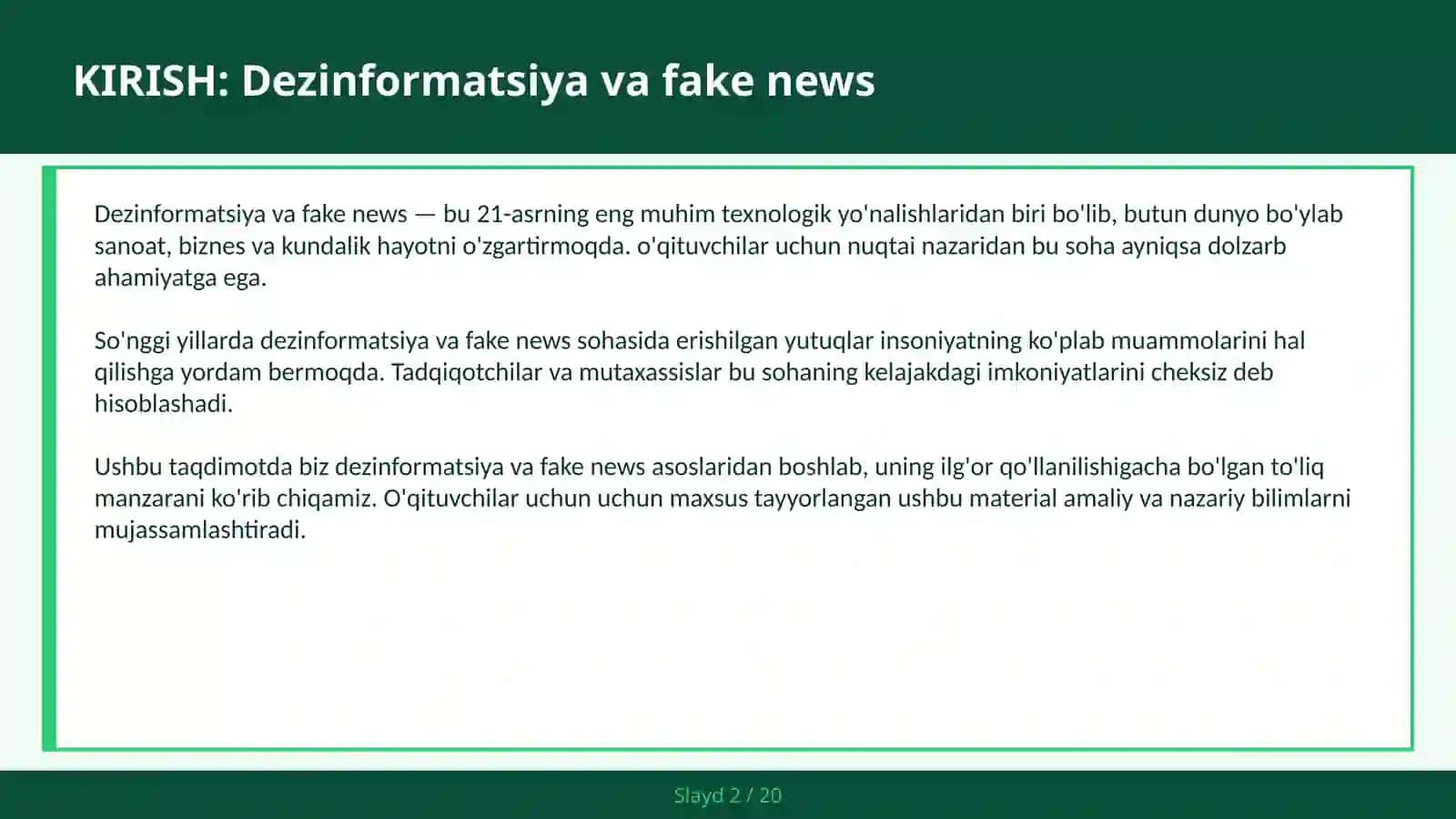 Dezinformatsiya va Fake News 2
