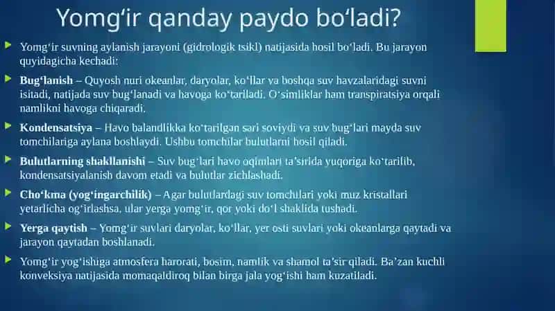 Yomg'ir suvining tabiatdagi aylanishi 1-qism 2