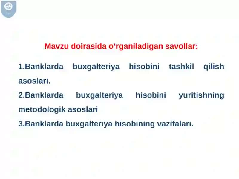 Banklarda buxgalteriya hisobi 2