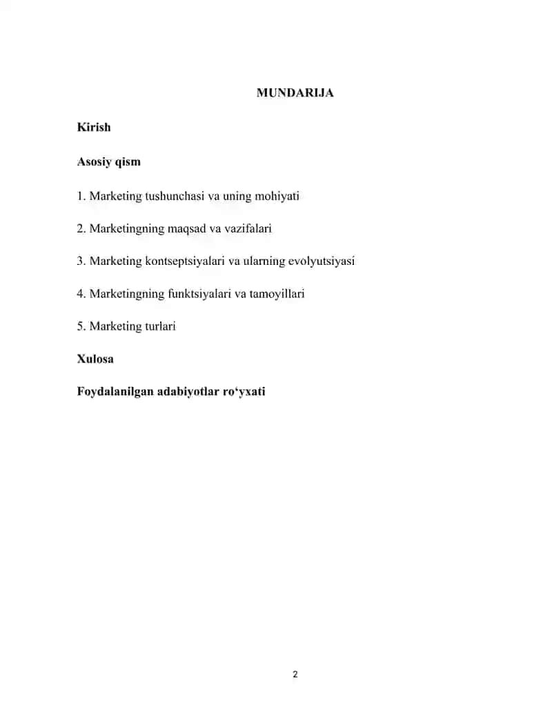 MARKETINGNING NAZARIY ASOSLARI 2