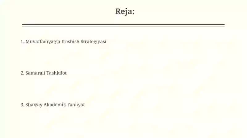 Shaxsiy Akademik Faoliyat va uni Samarali Tashkil etish 2
