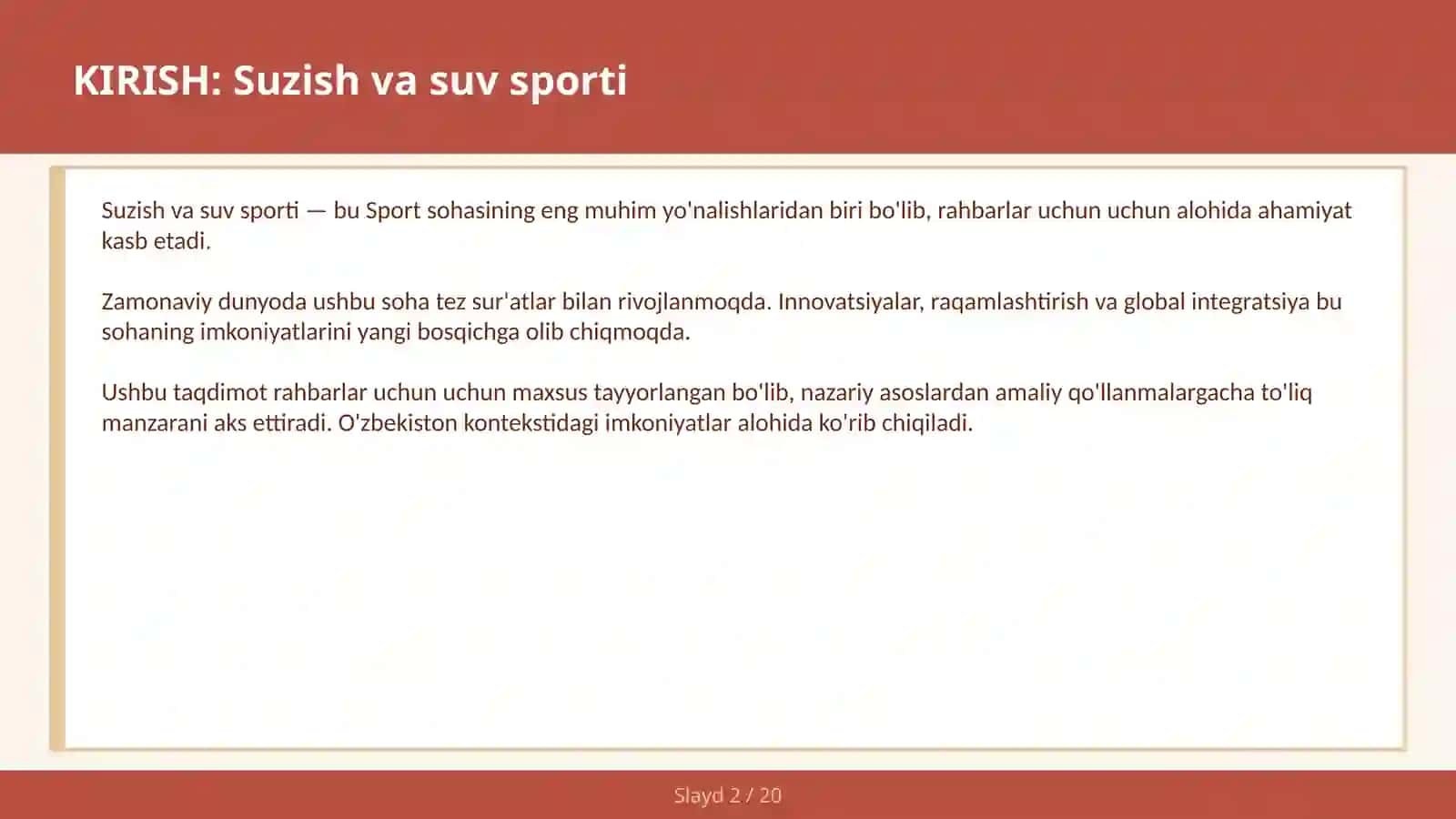 Suzish va suv sporti 2