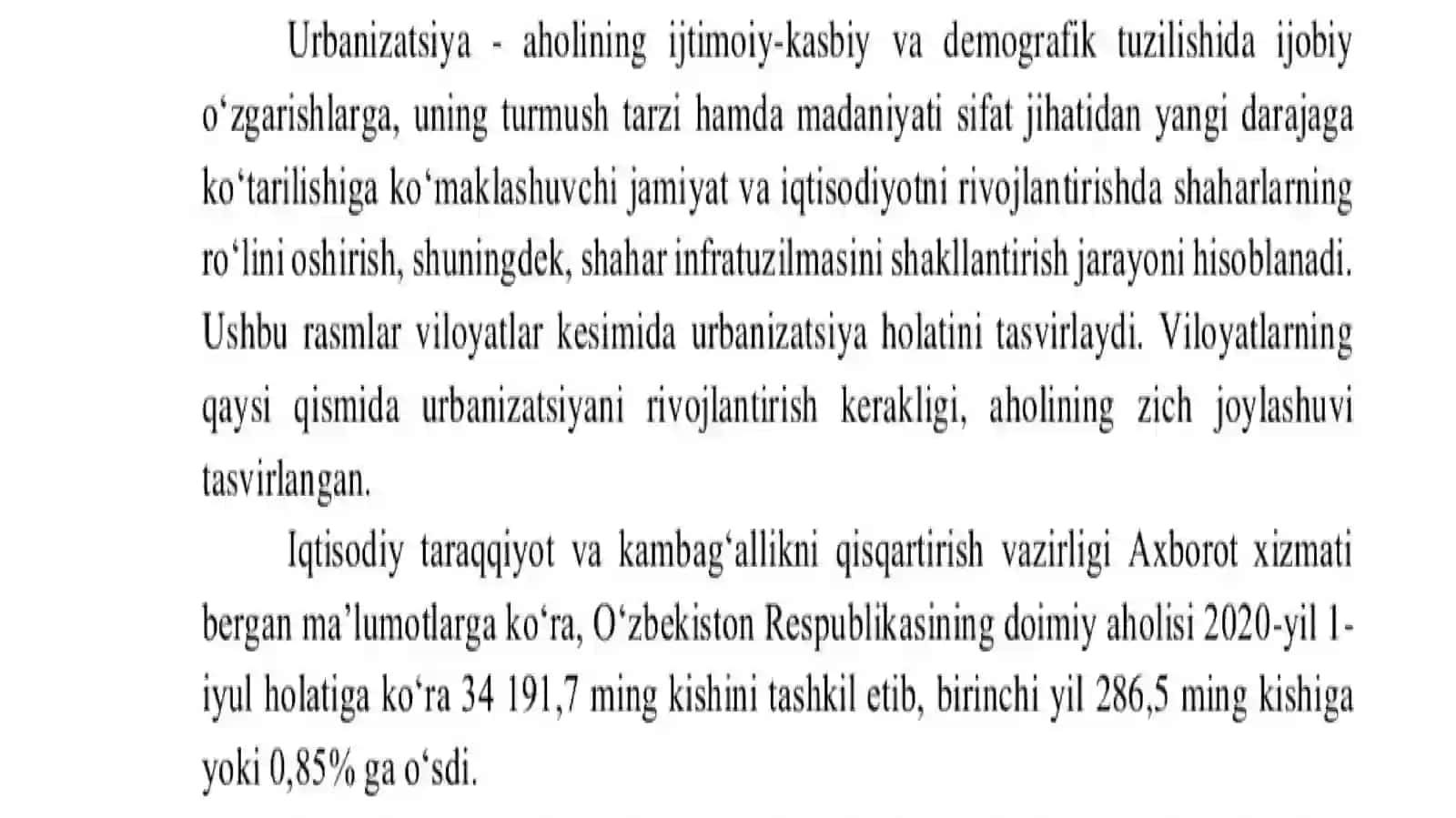 Mustaqillik davrida respublikamizda urbanizatsiya jarayoni xususiyatlari 2