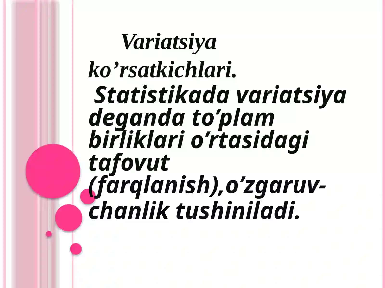 Variatsiya ko’rsatkichlari 2