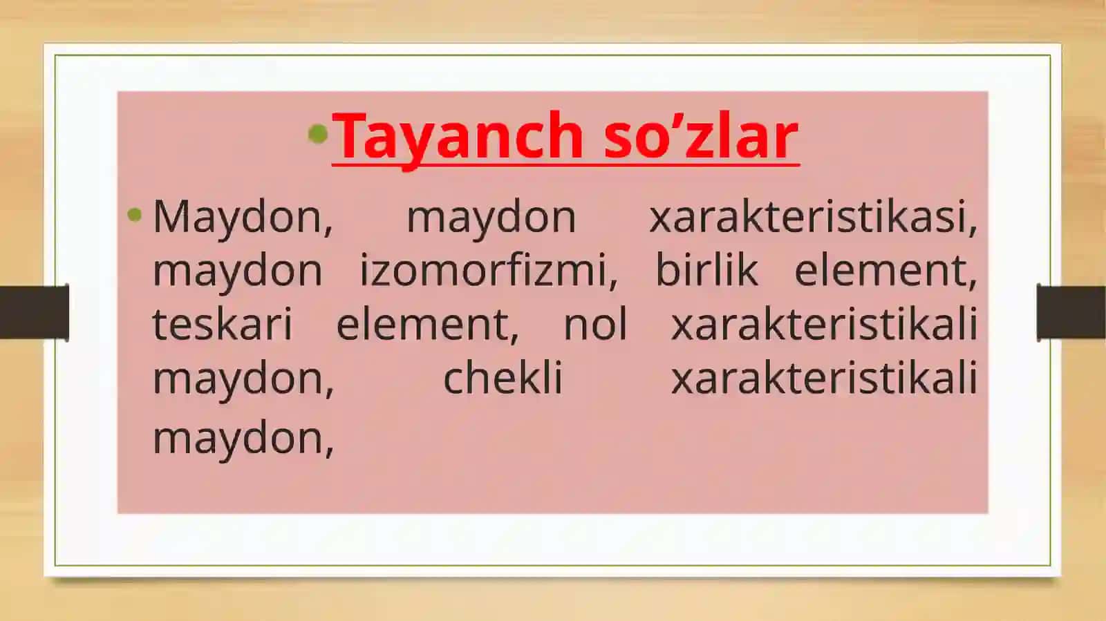 Maydon,Maydonxarakteri,Maydonizomorfizmi 2