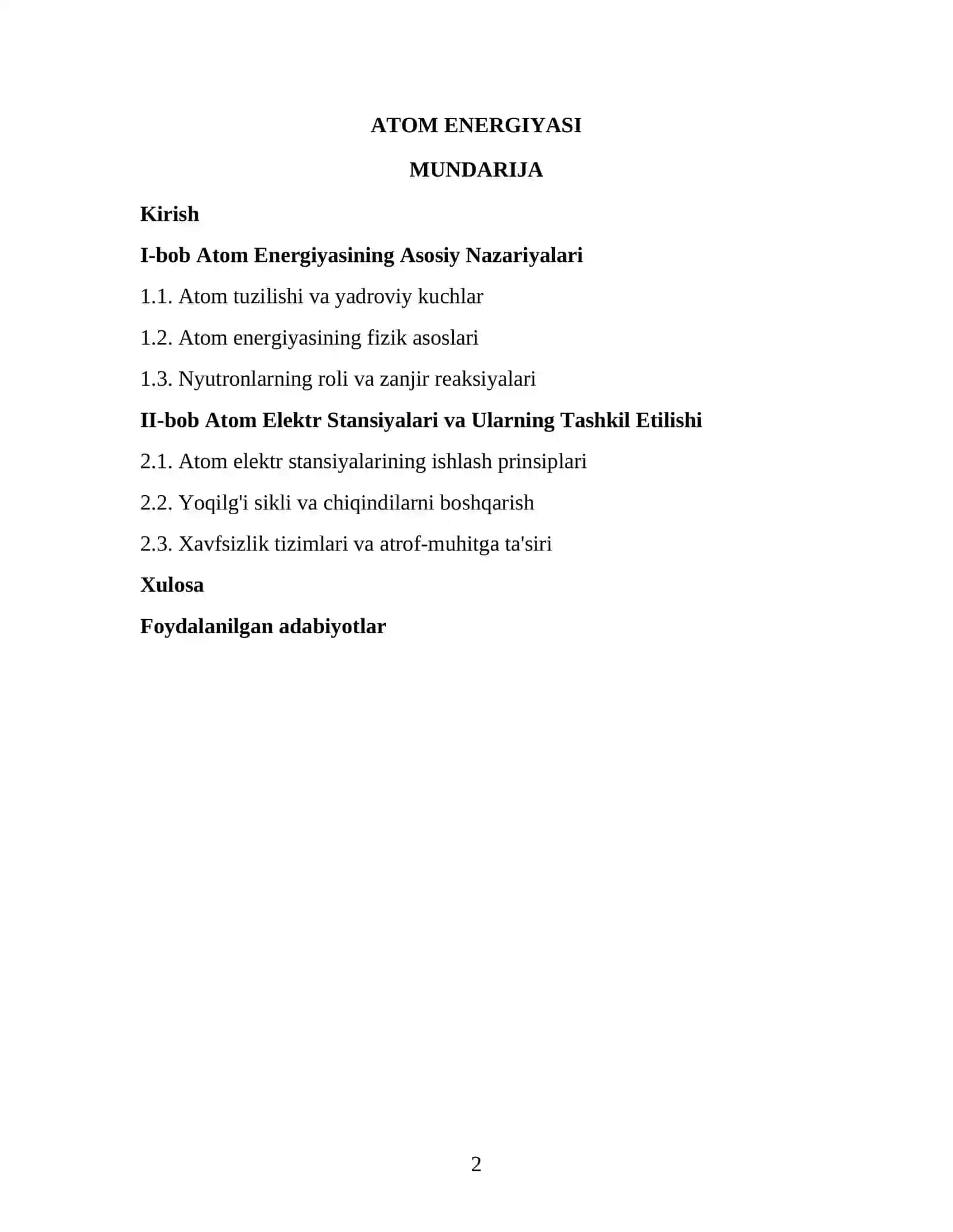 ATOM ENERGIYASI KURS ISHI 2
