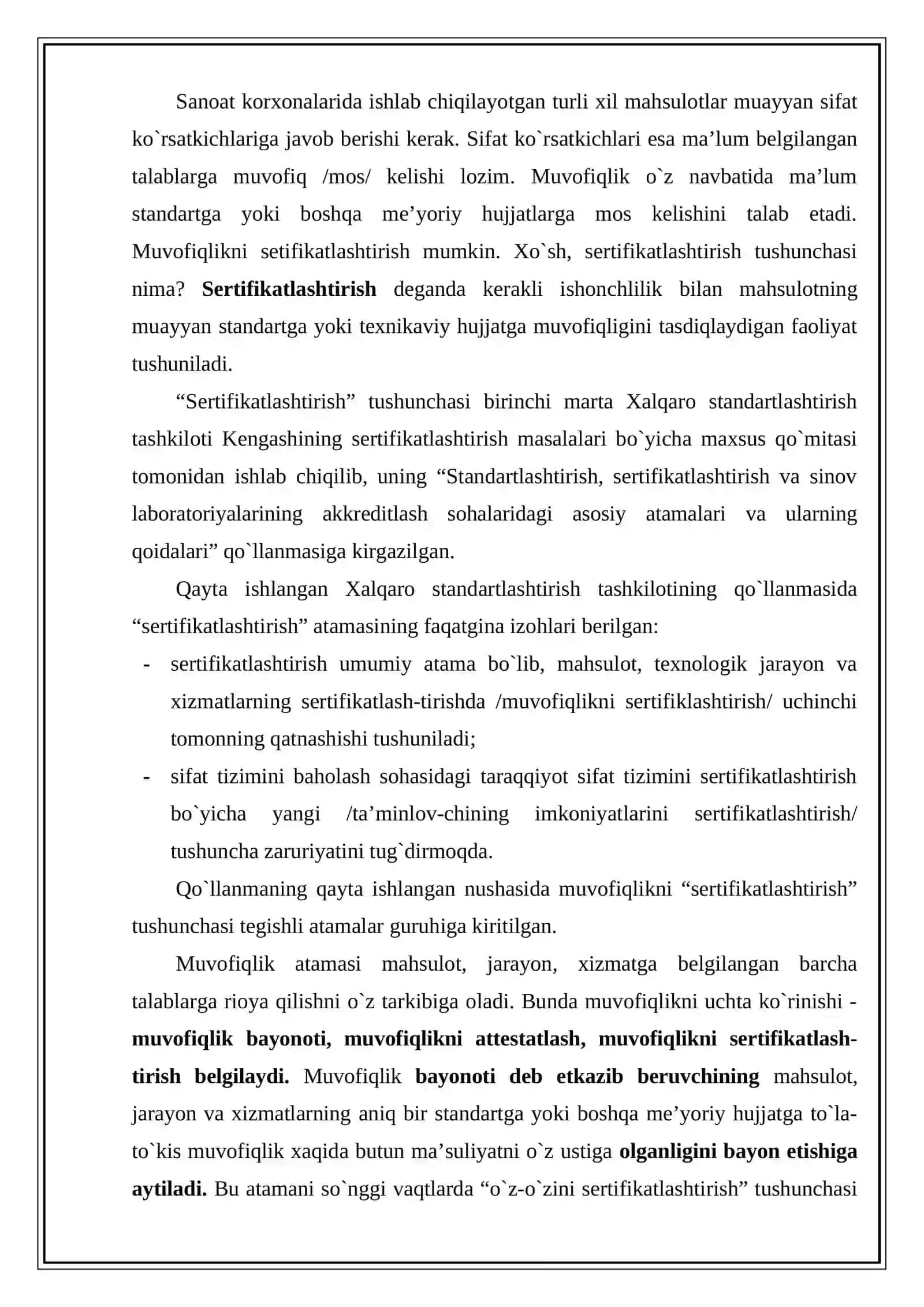 Sertifikatlashtirish bo`yicha asosiy tushunchalar va atamalar 2