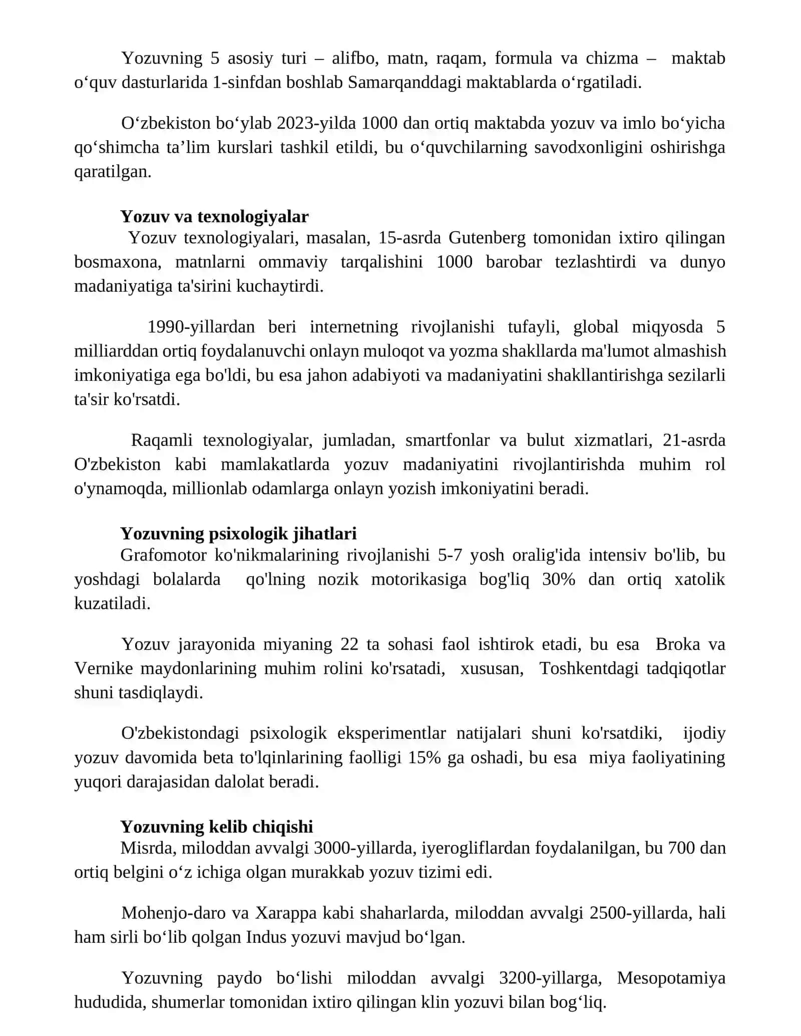 Yozuv va uning korinishlari 2