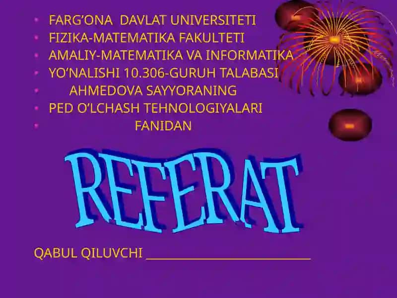Ped o'lchash texnologiyalari 2