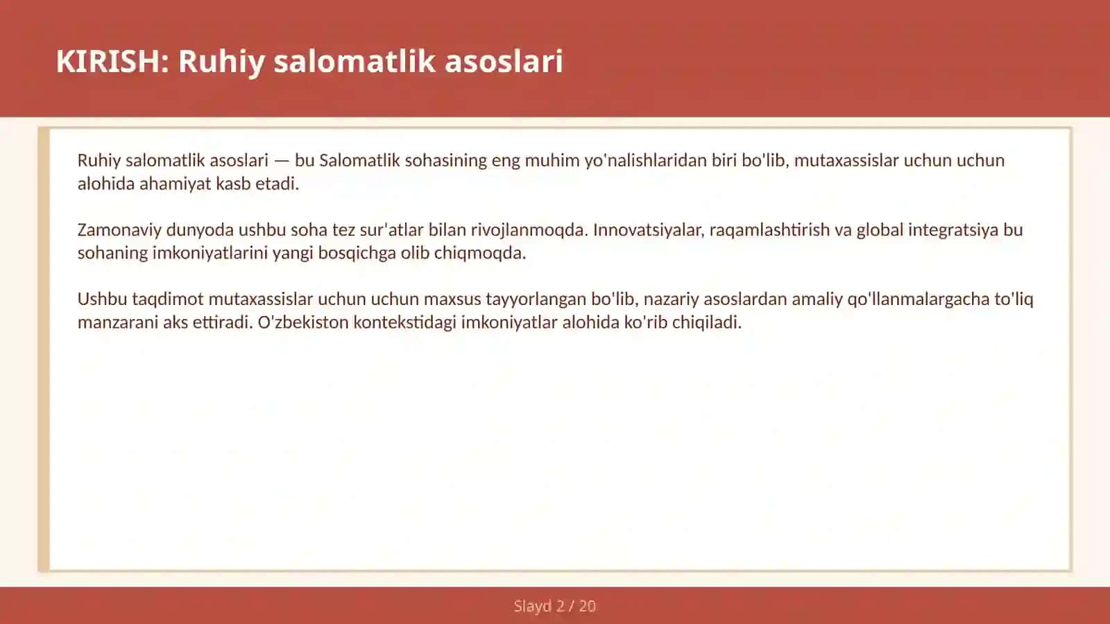 RUHIY SALOMATLIK ASOSLARI 2