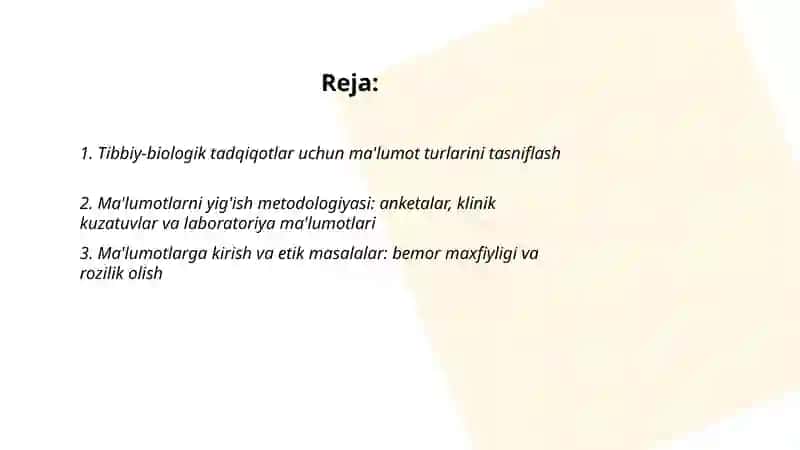Tibbiy biologik masalani yechish 2
