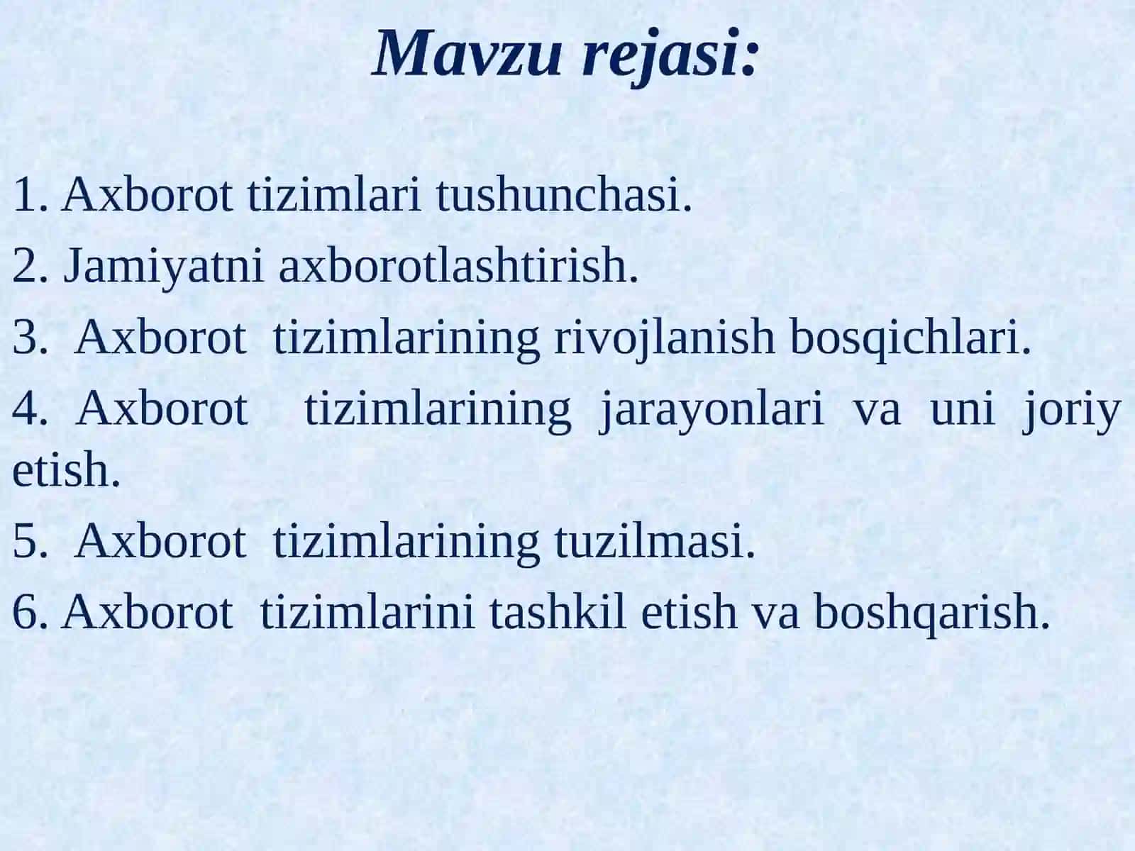 Axborot tizimlari tushunchasi 2
