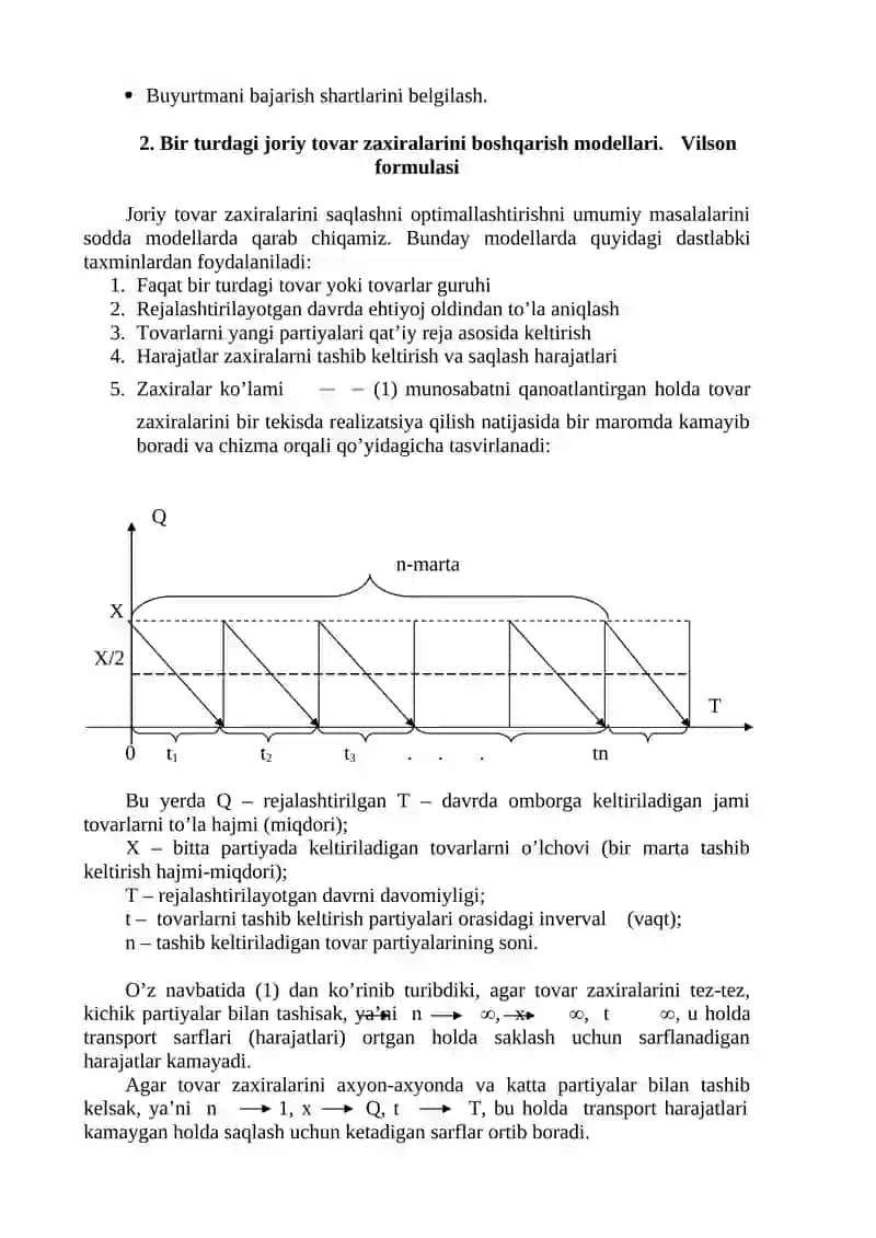 Zaxiralarni boshqarish modellari 2