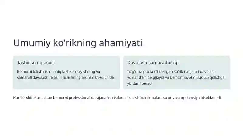 Bemorni umumiy ko'rikdan o'tkazish prinsiplari 2