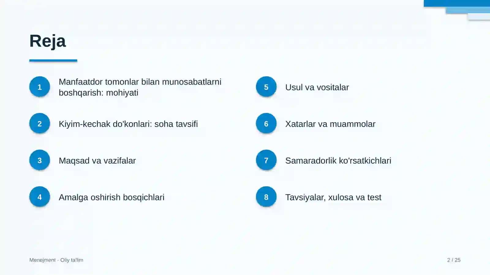 Kiyim-kechak do'konlarida manfaatdor tomonlar bilan munosabatlarni boshqarish 2