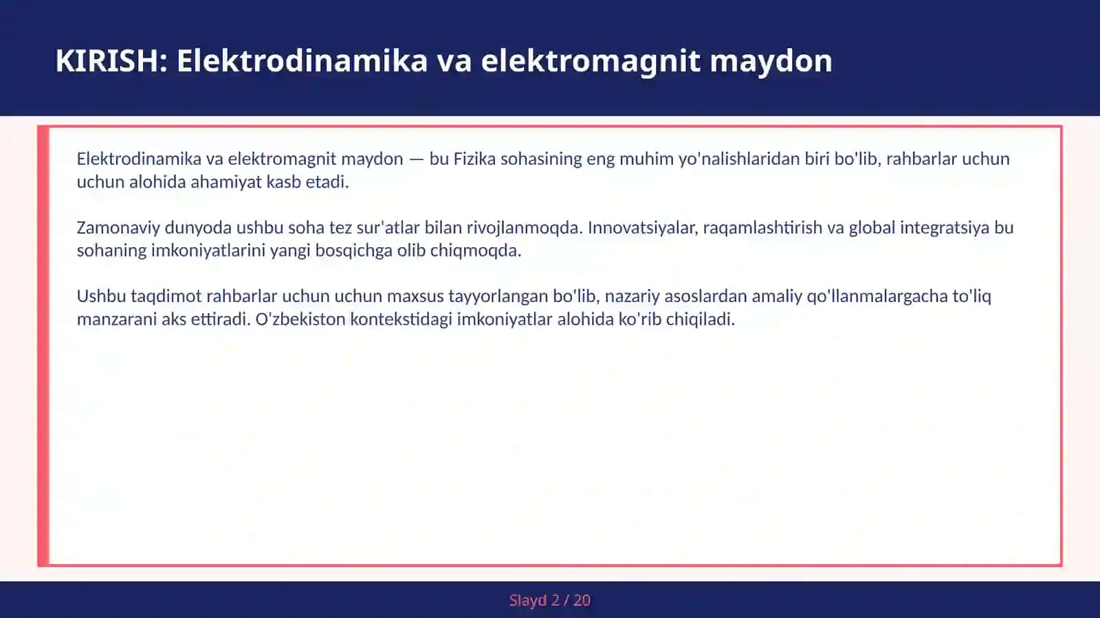Elektrodinamika va elektromagnit maydon 2
