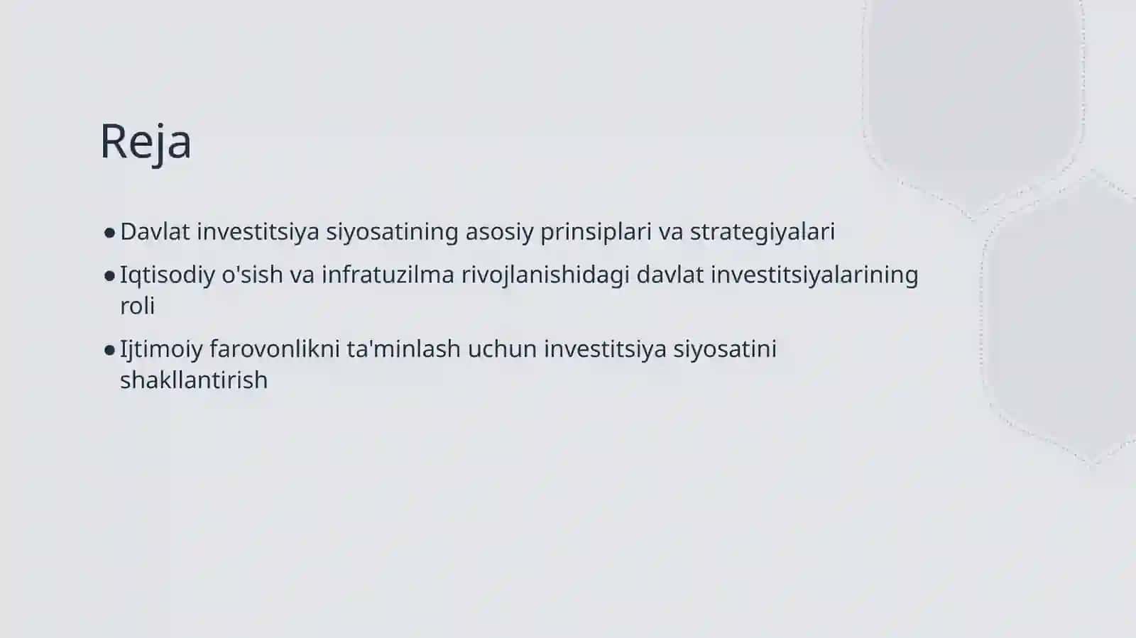 Davlatning investitsiya siyosati 2
