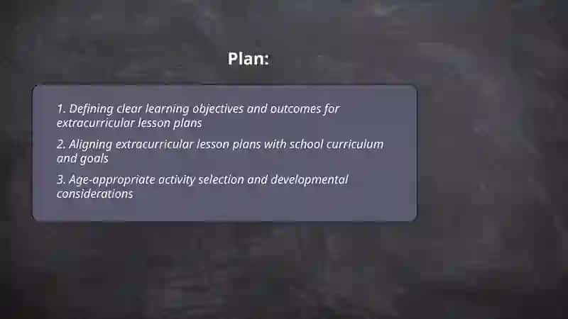 Preparation of extracurricular activity lesson plans 2